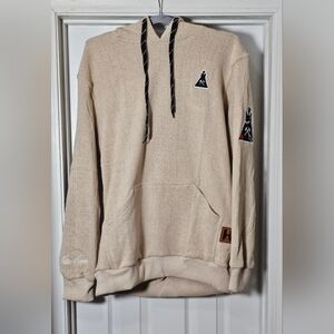 Hustle Tribe Tan Floral Hoodie Sweatshirt Size XL Sold Out Kangaroo Pocket Logo